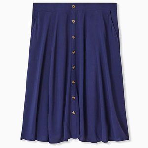 Torrid Navy Button Front Skirt